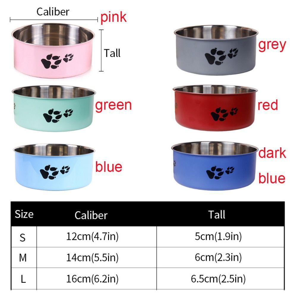 Cartoon Footprint Stainless Steel Pet Dog Bowl Large Capacity Skidproof Cat Feeding Bowl Non-slip Puppy Food Drinking Tray