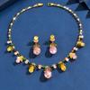 French retro elegant dinner necklace earrings two-piece set bride wedding dress evening gown versatile accessories