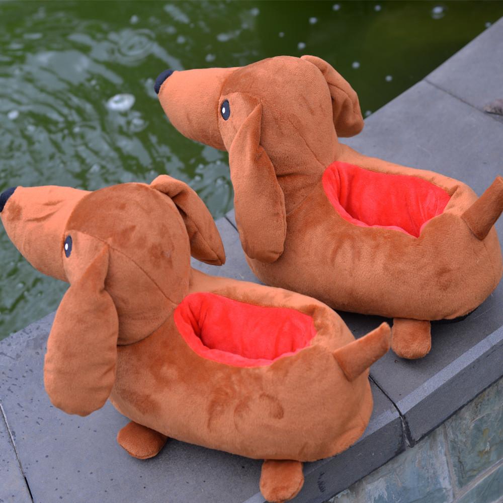 Adorable Dachshund Plush Slippers Cozy Cartoon Design For Comfortable Home Use
