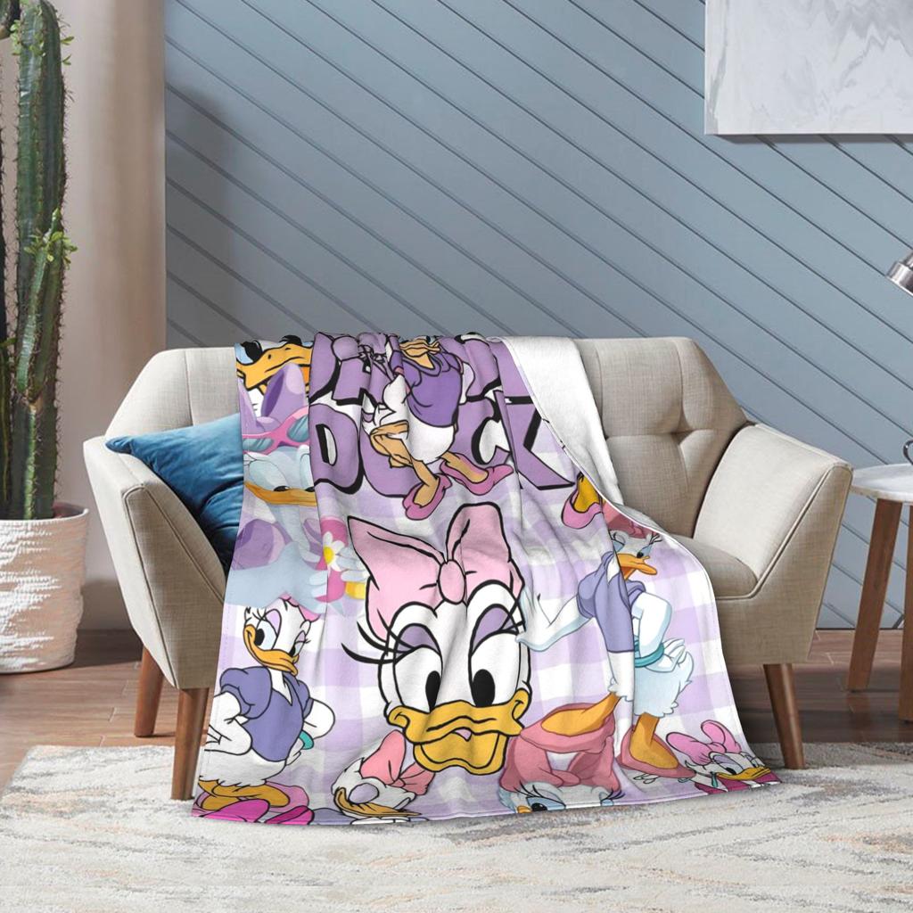 Funny Cute Daisy Duck Blanket Multiple Sizes Warm Cozy Fluffy Throw Blankets for Sofa Couch and Bed