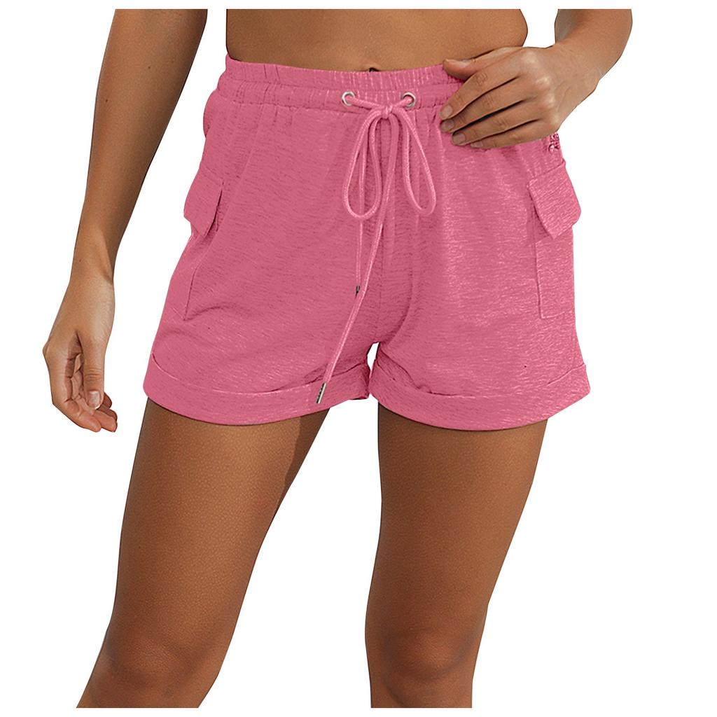 Женские модные эластичные пояса с карманами, однотонные повседневные спортивные шорты, брюки