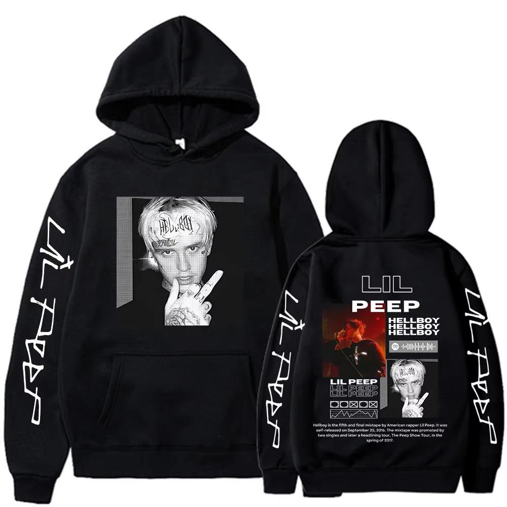 Худи рэпера Lil Peep Hellboy Crybaby с принтами Мужская и женская одежда Эстетичные Свободные Повседневные Свитшоты