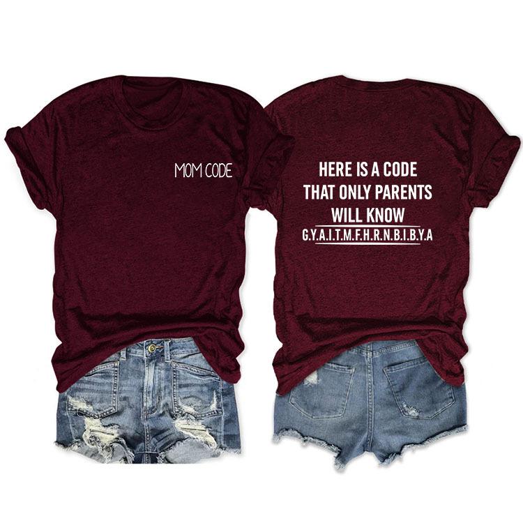 Fashion before and after here is a code letter print women's casual short sleeves