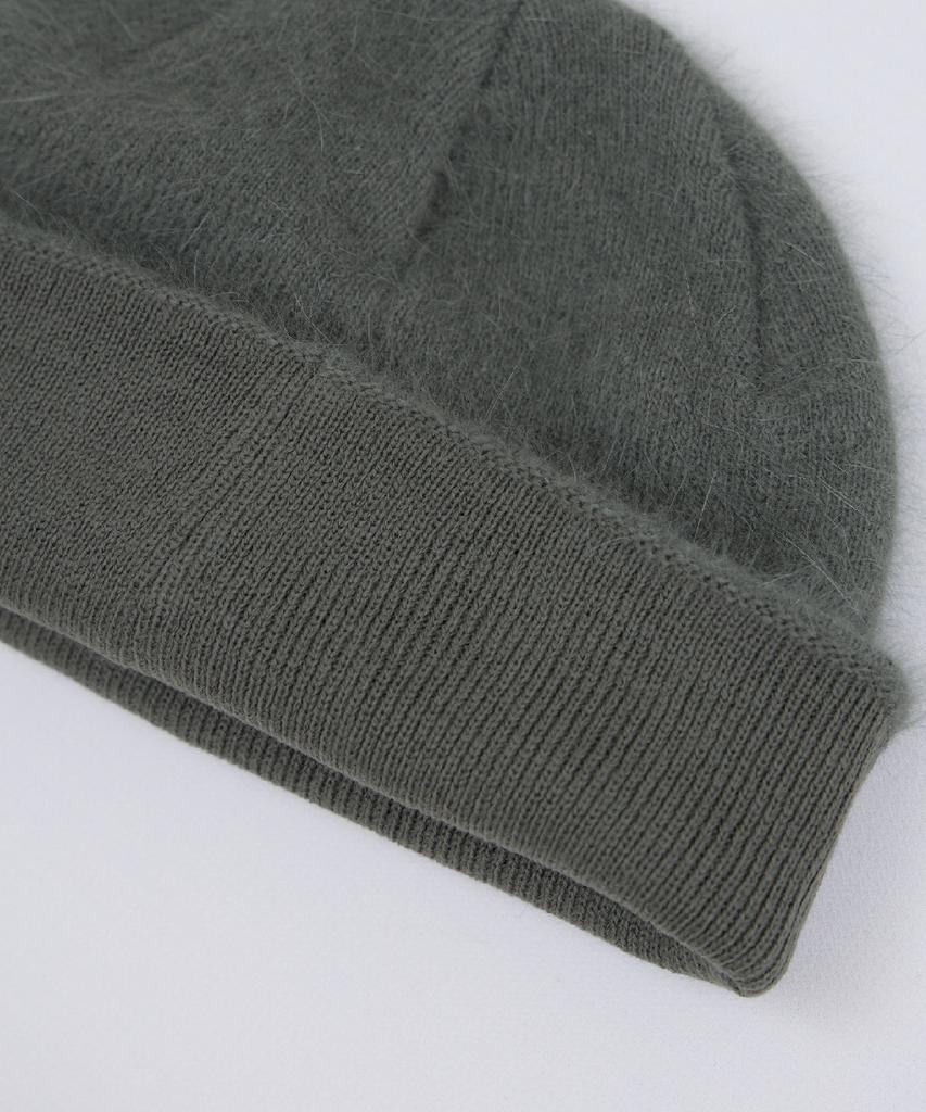 Шапка Ladeuedisyeon Lad Angora с логотипом, цвет Хаки Серый