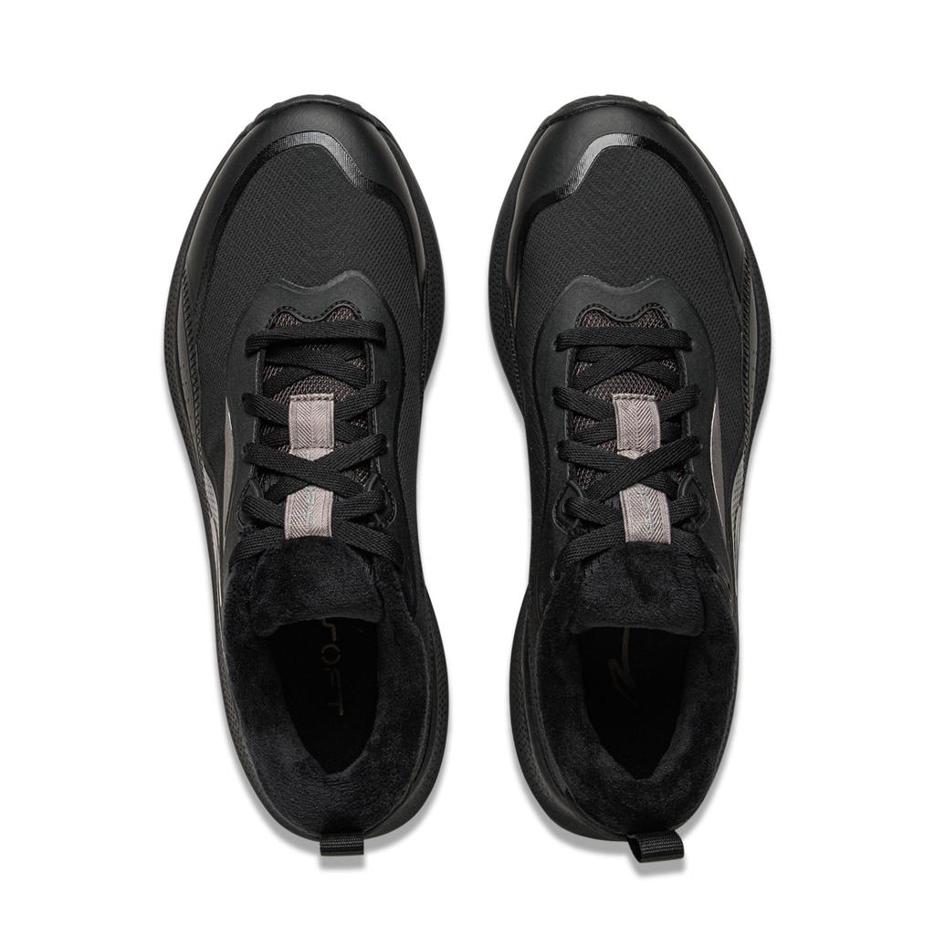 Li Ning Soft Go Флис Теплые Удобные Толстая Подошва Модные Повседневные Кроссовки Мужские Черные AGLV081-3