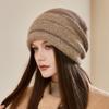 Knitted Winter Hat for Women - Hand Washable, Stretchable, Double-Layer Warmth, Comfortable Ear Cover, Thick Yarn Slouchy Beanie