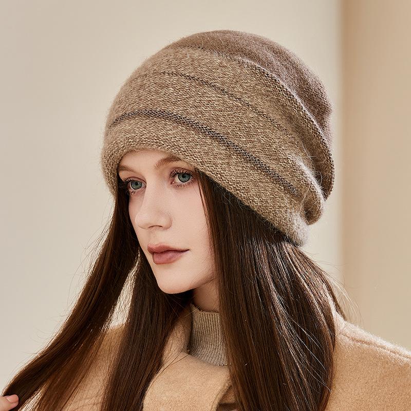 Knitted Winter Hat for Women - Hand Washable, Stretchable, Double-Layer Warmth, Comfortable Ear Cover, Thick Yarn Slouchy Beanie
