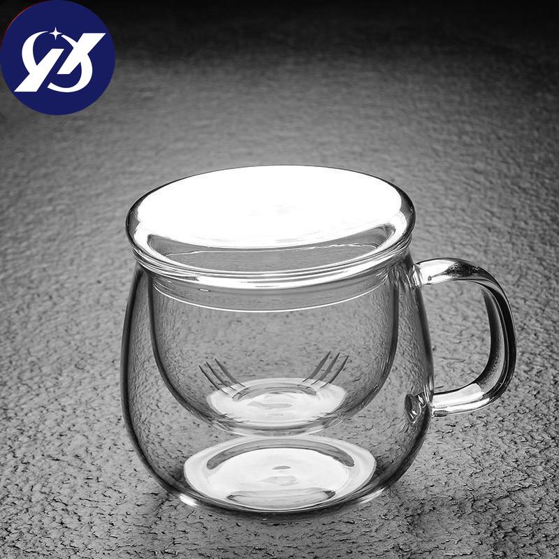 Office Heat-Resistant Glass Tea Coffee Mug with Lid and Infuser Transparent Gh Borosilicate Glass Filter Teacup Water Bottle