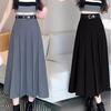 Корейская черно-серая юбка средней длины, женские юбки с высокой талией, женская весна-лето, однотонная плиссированная юбка для школьницы, униформа JK