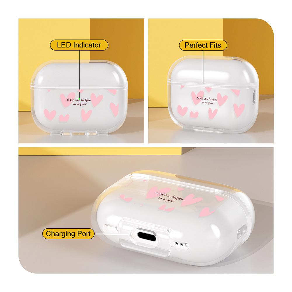 Розовая любовь для AirPodsPro Чехол для беспроводных наушников Apple Мягкий чехол из ТПУ Apple 1/2/3 прозрачный