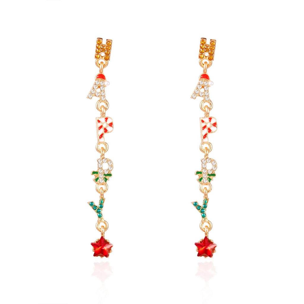 Colorful Rhinestone Christmas Tree Earrings: Unique, Luxurious, and Exaggerated Festive Style