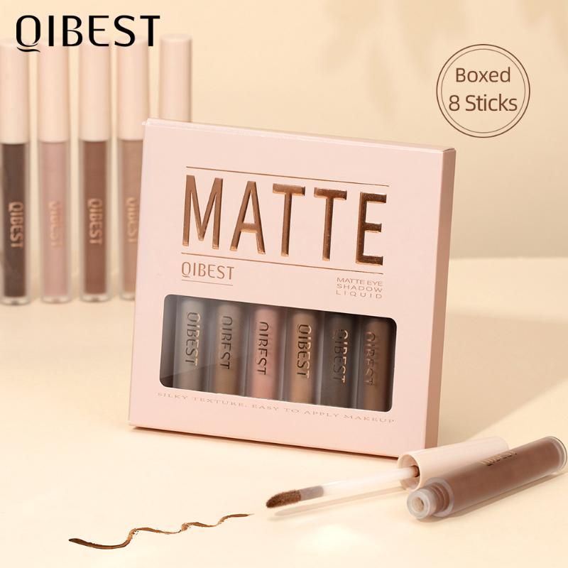 QIBEST Matte Liquid Eyeshadow Liquid Matte Finish Face Nude Earth Color Three-dimensional Eye Cheeks
