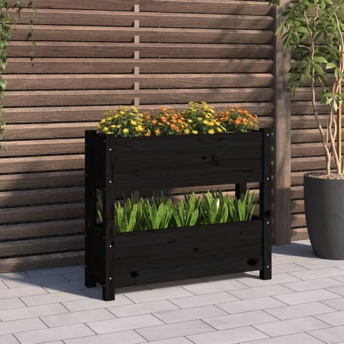 VidaXL Planter Black 77x25x66 Cm Solid Pine Wood 823945
