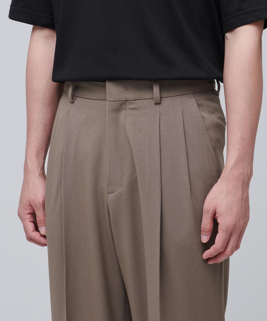 MUSINSA STANDARD Real Wide Belted Slacks [Dusty Beige]