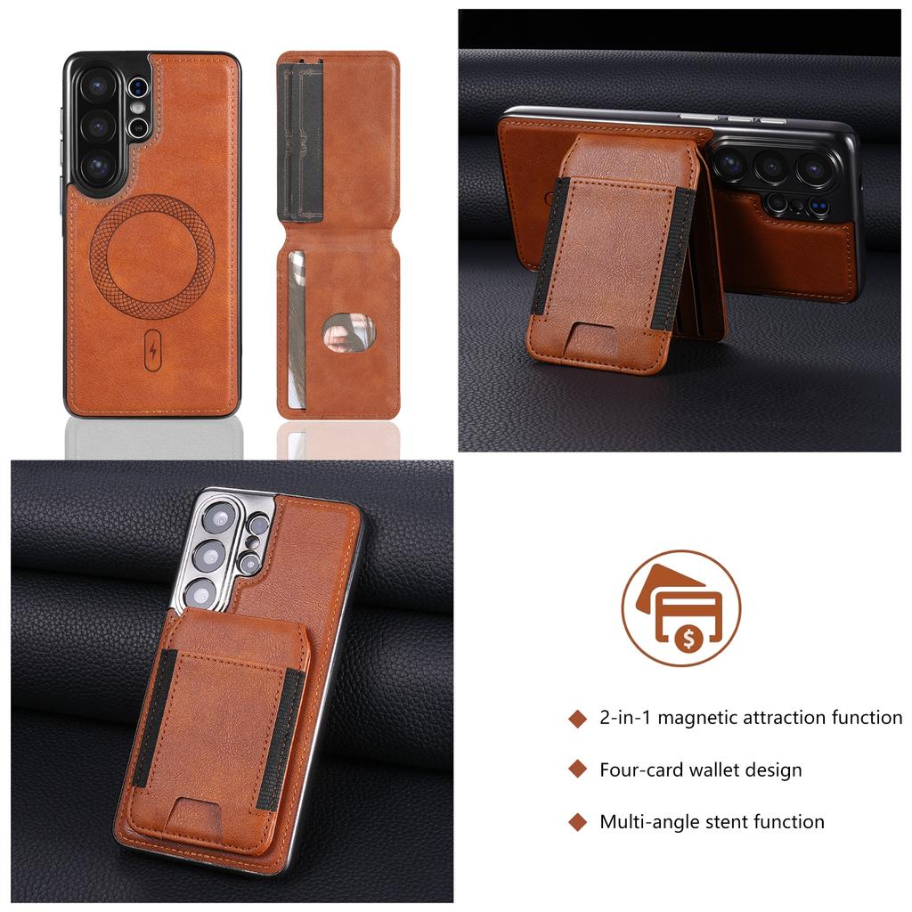 Винтажный кожаный магнитный чехол для Samsung Galaxy S26 Ultra S26+ Plus с магнитной подставкой, карманом-кошельком, держателем для карт