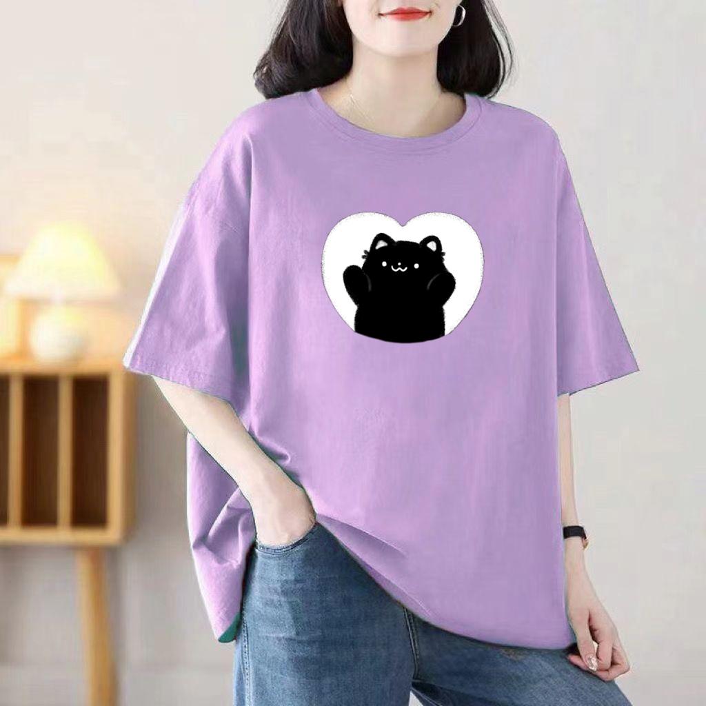 Женская летняя популярная футболка с короткими рукавами из хлопка, дышащая, свободная футболка с принтом, повседневная