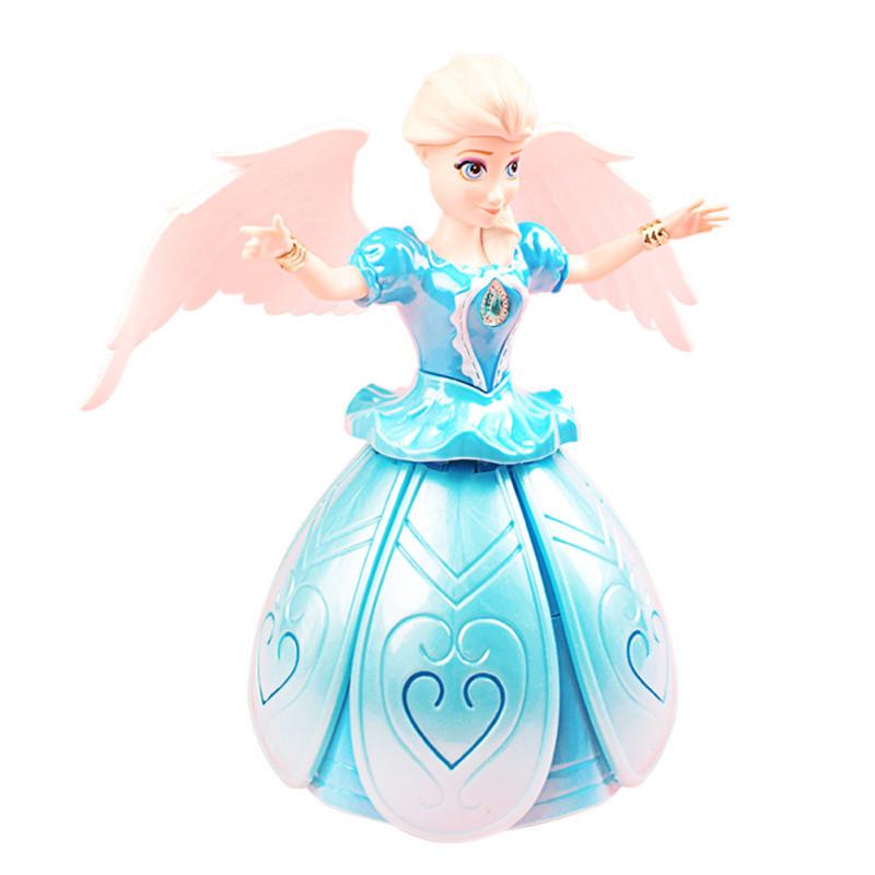 Кукла принцессы, игрушки «Холодное сердце», кукла Эльзы и Анны с крыльями, фигурка, вращающийся танцевальный проекционный свет
