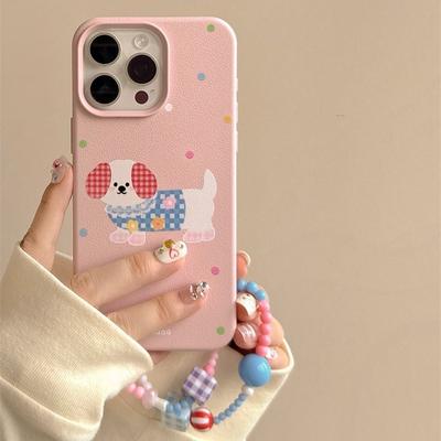 Мультяшный милый подходит для iPhone16promax Polka Dot Puppy Apple 14 мобильный телефон чехол 13 анти-падение 12/15/11
