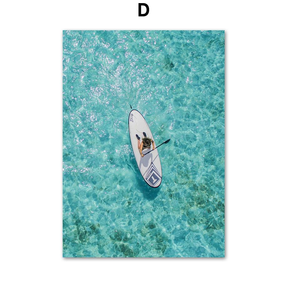 Beach Surf Sea Car Coconut Tree Landscape Nordic Posters And Prints Wall Art Canvas Painting Wall Pictures For Living Room Decor