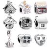 925 Copper Hot Air Balloon Castle Iron Tower House Building Family Mushroom Charms Beads Fit Original Pantaro Bracelet Zircon