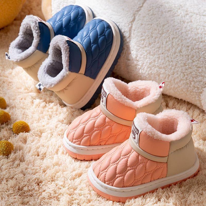 Детские хлопковые туфли зимние утолщенные ПУ кожаные водонепроницаемые домашние хлопковые тапочки противолыжные ботинки для мальчиков и девочек