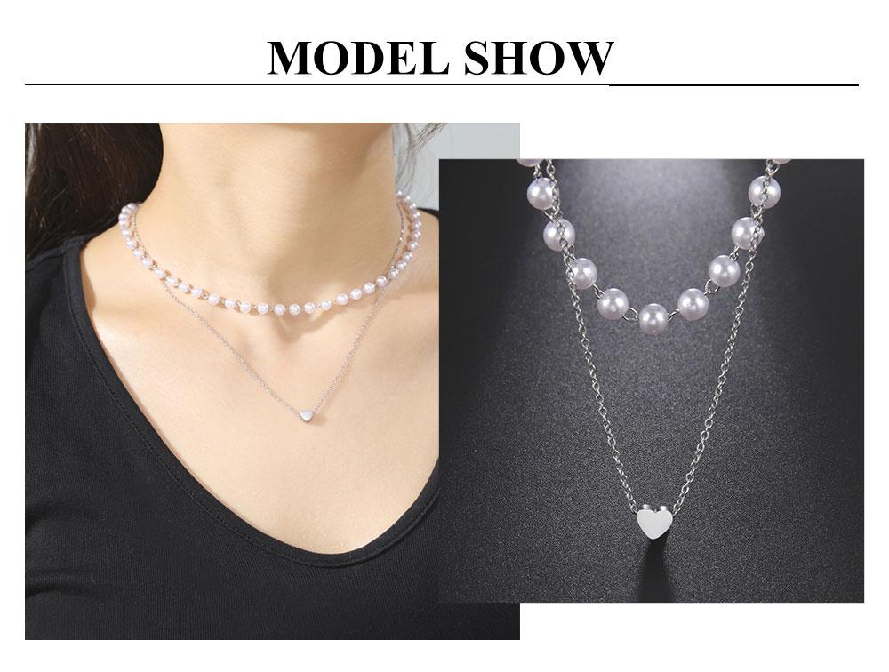 Cazador Trendy Small Heart Imitation Pearl Choker Necklaces for Women Stainless Steel Multilayers Necklaces 2026 Jewelry Gift