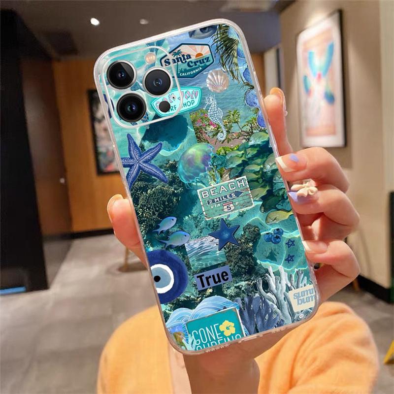 Blue Sea Ocean Summer Aesthetic Phone Case For iphone 17 Pro Max Air 16 15 14 13 Pro Max 15 16 Pro 15Plus