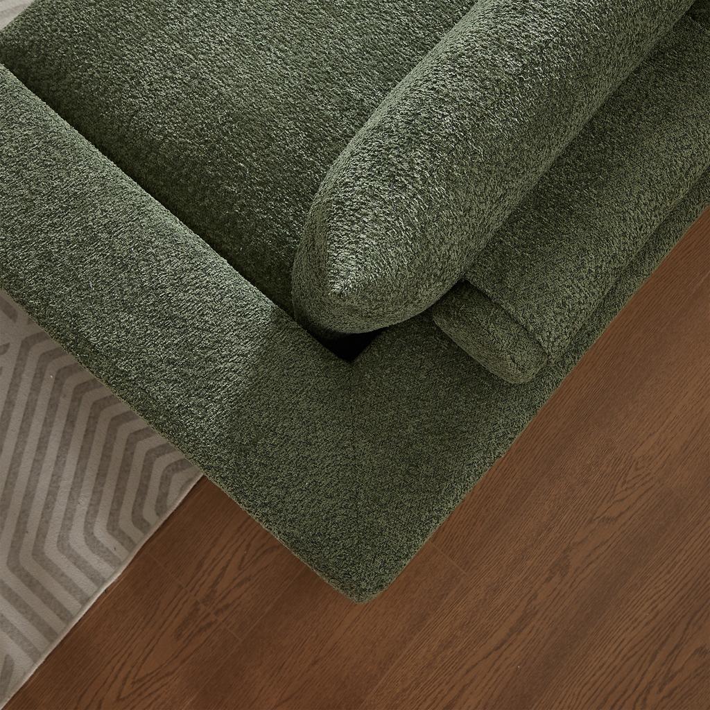 Chenille sofa with curved elements, fully compressed and without frame, modular combination sofa L-chaise longue, foam compression sofa W3349S00061