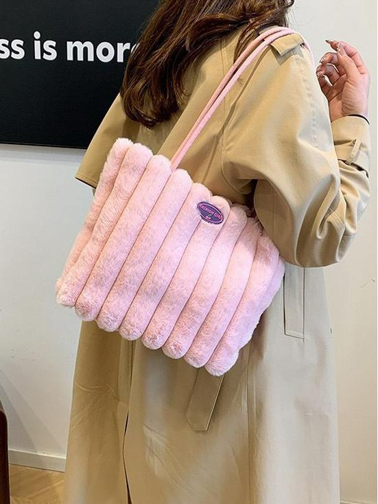 Женская пушистая сумка-тоут большой вместимости - Универсальная трансграничная сумка для通勤