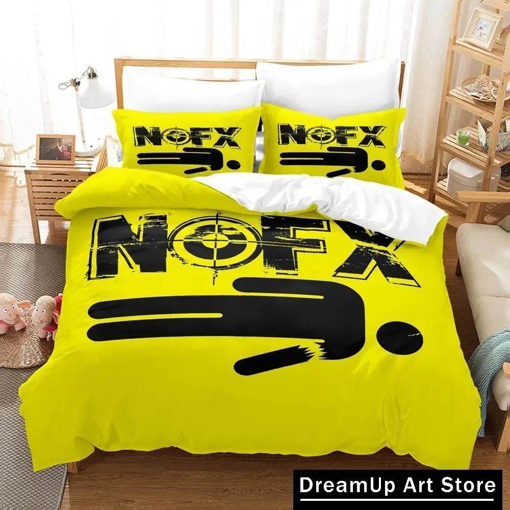 Nofx Рок-группа Комплект постельного белья Односпальный Полуторный Двуспальный Евро-размер Кинг-сайз Комплект для кровати Взрослый Детская спальня Комплекты с пододеяльником 3D Аниме Комплект простыней