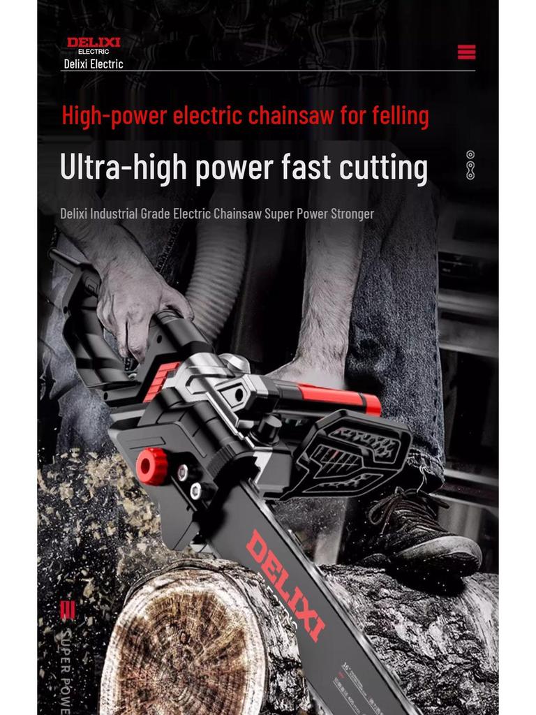 High-Power Handheld Electric Chainsaw for Home and Woodworking - Portable and Multifunctional with Free Shipping