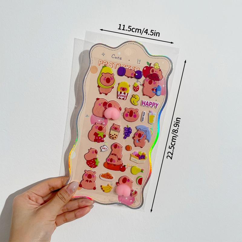 3D Bubble Cartoon Stickers Soft Pinch Pippi Sticker Decompression Diy Phone Case Scrapbook Notebook Cover Decorative Stickers
