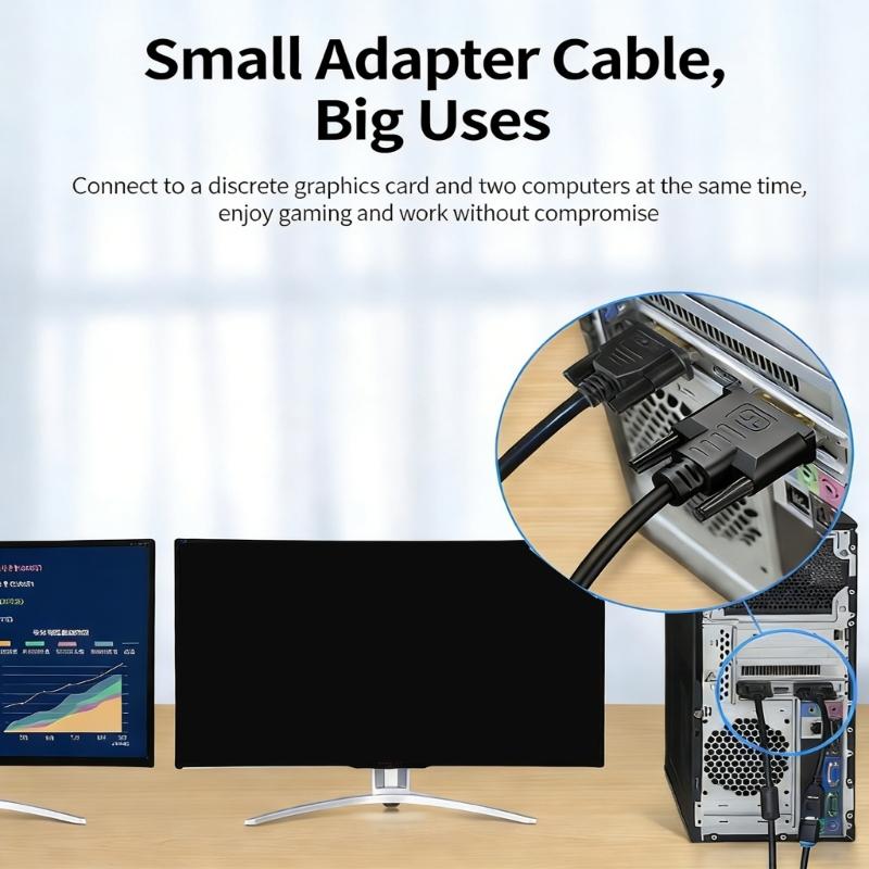 DVI 24+5 Y-образный разветвитель, штекер на гнездо, для конфигураций с двумя мониторами, с высоким четким видеовыходом 1080P, для дома,