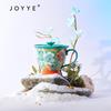 Керамическая кружка JOYYE с ручной росписью подглазурными красками, с цветочным узором и крышкой