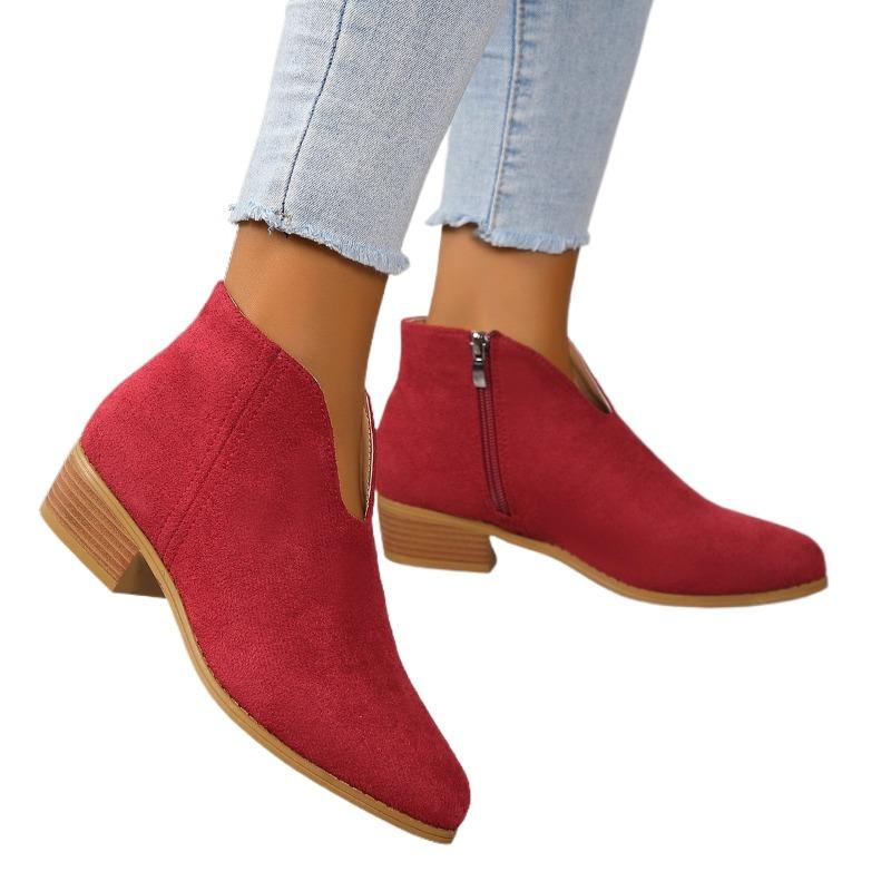 Модные осенние женские ботинки с острым носком на низком каблуке для женщин, уличные ботинки на платформе, повседневные нескользящие женские туфли на молнии