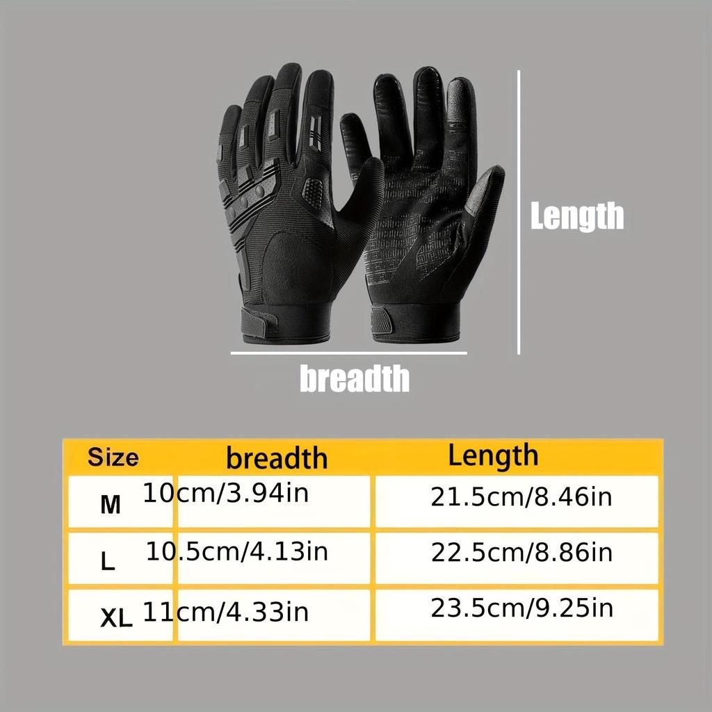 1 пара износостойких дышащих нескользящих перчаток для езды на велосипеде с сенсорным экраном и полным пальцем, подходящих для занятий спортом на открытом воздухе, езды на природе, обучения кемпингу