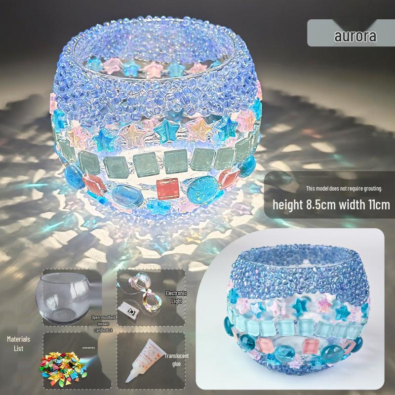 Набор для изготовления подсвечника из стеклянной мозаики: Развивающая игрушка ручной работы для родителей и детей на День защиты детей