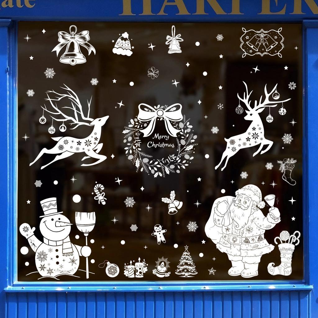 Window Sticker Christmas With Snowflake And Reindeer Pvc Material Festive For