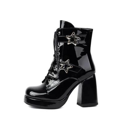 Мода Новые Ретро Перекрестные Ремни Пряжка Металлическая Заклепка Короткие Ботинки Европейский Американский Повседневный Панк Стиль Толстый Каблук Мотоциклетные Ботинки 34-46