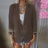 Winter Fall Women Fashion Leopard Print Patchwork Cardigan Suit Coat