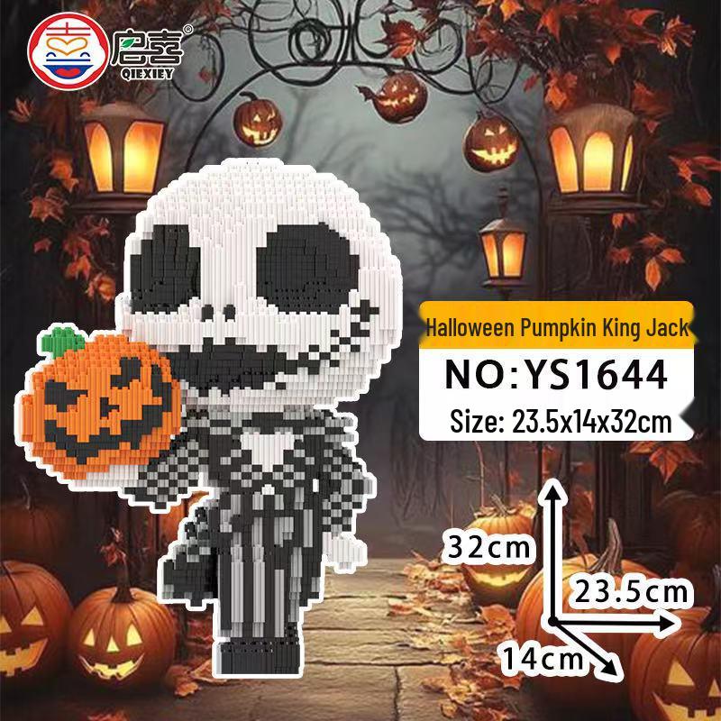 Cross-Border Halloween Jack-O'-Lantern Building Blocks: Ghost & Pumpkin Educational Toy for Kids and Adults