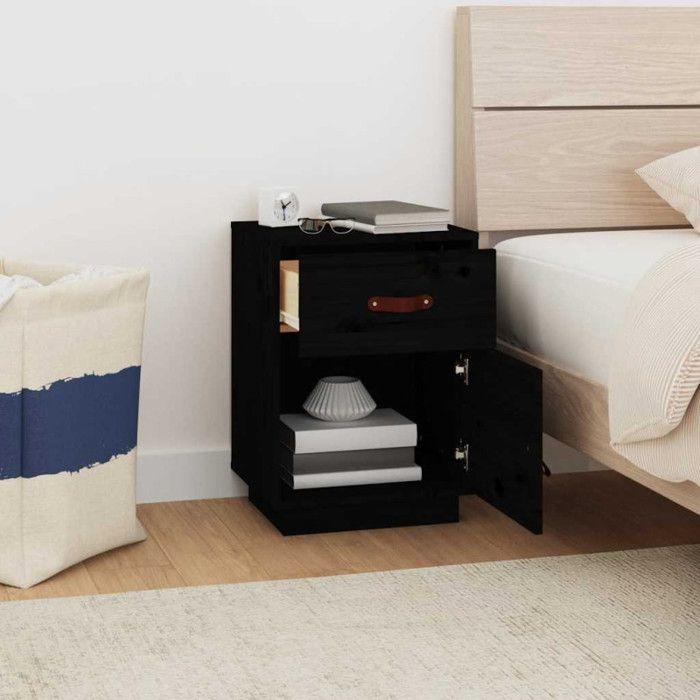VidaXL Bedside Table Black 40x34x55 Cm Solid Pine Wood 818313