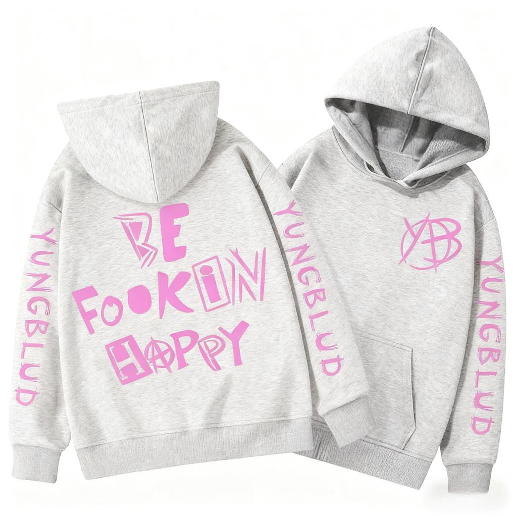 Худи на молнии Singer Yungblud Be Fookin Happy Мужская Женская Одежда Мода Y2K Застежка-молния Осенние Толстовки Зимние Пуловеры