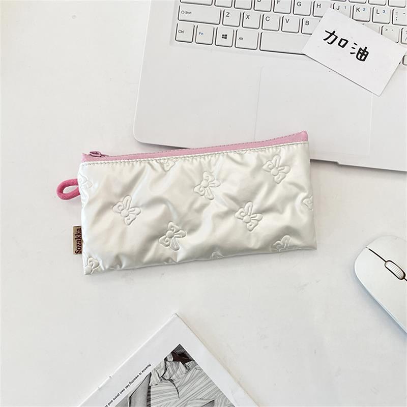 Милый стеганый бант Любовь клапан Органайзер пенал Кошелек для монет Девичья косметичка Женская портативная сумка для хранения мелочей Подарок