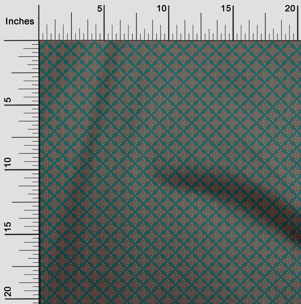 oneOone Cotton Flex Dark Teal Green Fabric Asian Block Sewing Fabric By The Yard Printed Diy Clothing Sewing Supplies 40 Inch
