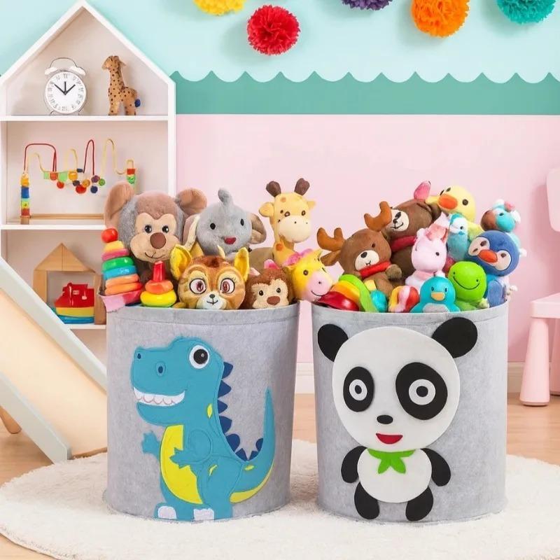 LargeCapacity Cartoon Animal Plush Storage Bin Washable Laundry Basket Lion Giraffe Design DurableFabric Home Organization Decor