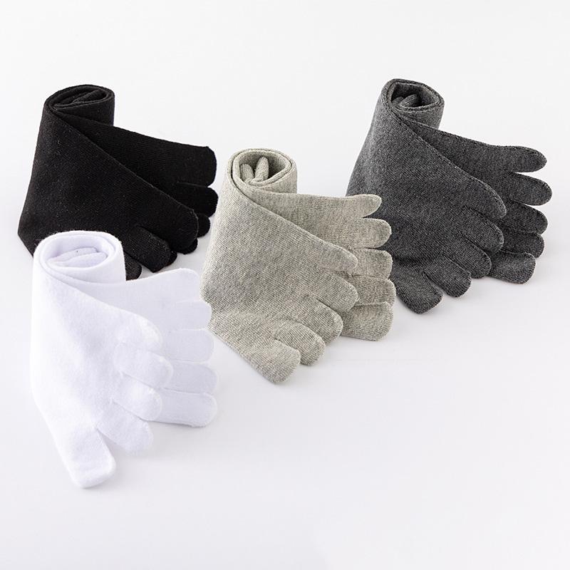 Toe Socks Men Cotton Five Fingers Socks Breathable Short Ankle Crew Socks Sports Running Solid Color Black White Grey Male Socks