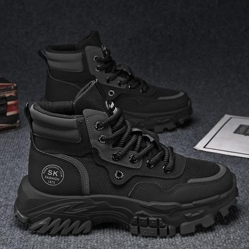 2024 Новые мужские ботинки Высокие мотоциклетные ботинки Модная кожаная обувь Повседневные уличные ботинки Ботильоны Мужские кроссовки Bota Masculina