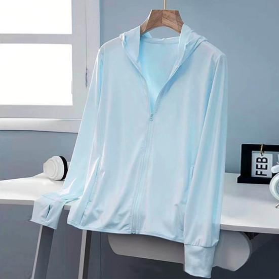 Женское солнцезащитное пальто с защитой от УФ-лучей, велосипедное пальто на открытом воздухе с длинным рукавом и молнией с капюшоном