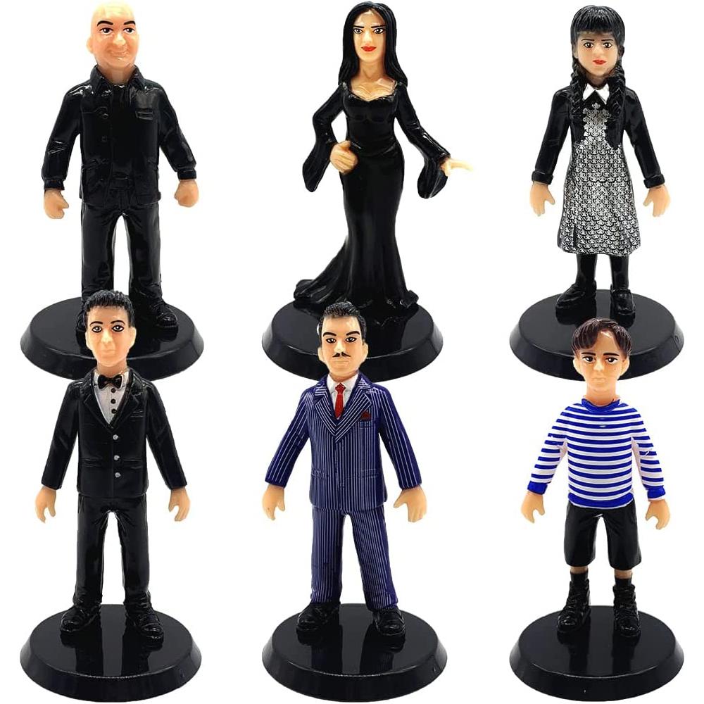 6 Pcs Wednesday Anime Action Figures Cake Toppers for Kids Theme Party Supplies